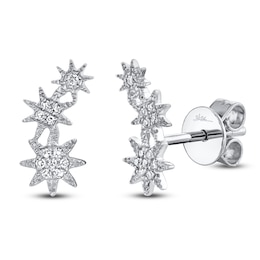 Shy Creation Diamond Graduated Star Trio Earrings 1/20 ct tw 14K White Gold J-SC55006157