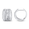 Thumbnail Image 1 of Shy Creation Diamond Crossover Huggie Hoop Earrings 3/4 ct tw 14K White Gold J-SC55025347D0.65