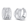 Thumbnail Image 2 of Shy Creation Diamond Crossover Huggie Hoop Earrings 3/4 ct tw 14K White Gold J-SC55025347D0.65