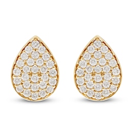 Crivelli Multi-Diamond Pear-Shaped Earrings 5/8 ct tw 18K Yellow Gold