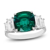 Thumbnail Image 0 of Cushion-Cut Lab-Created Emerald & Baguette-Cut White Lab-Created Sapphire Ring Sterling Silver