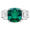 Thumbnail Image 1 of Cushion-Cut Lab-Created Emerald & Baguette-Cut White Lab-Created Sapphire Ring Sterling Silver