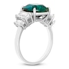 Thumbnail Image 2 of Cushion-Cut Lab-Created Emerald & Baguette-Cut White Lab-Created Sapphire Ring Sterling Silver