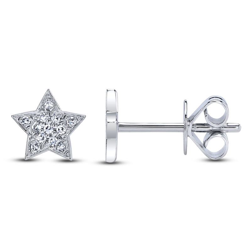 Main Image 1 of Shy Creation Diamond Star Stud Earrings 1/20 ct tw 14K White Gold J-SC55001302