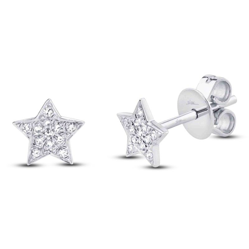 Main Image 2 of Shy Creation Diamond Star Stud Earrings 1/20 ct tw 14K White Gold J-SC55001302