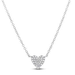 Shy Creation Diamond Heart Necklace 1/15 ct tw 14K White Gold 18&quot; J-SC55002132