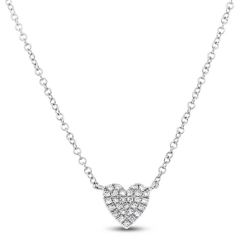 Main Image 1 of Shy Creation Diamond Heart Necklace 1/15 ct tw 14K White Gold 18&quot; J-SC55002132