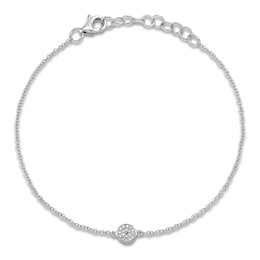 Shy Creation Diamond Circle Bracelet 1/20 ct tw 14K White Gold 7&quot; J-SC55002641