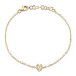 Shy Creation Diamond Accent Heart Bracelet 14K Yellow Gold 7&quot; J-SC55002977