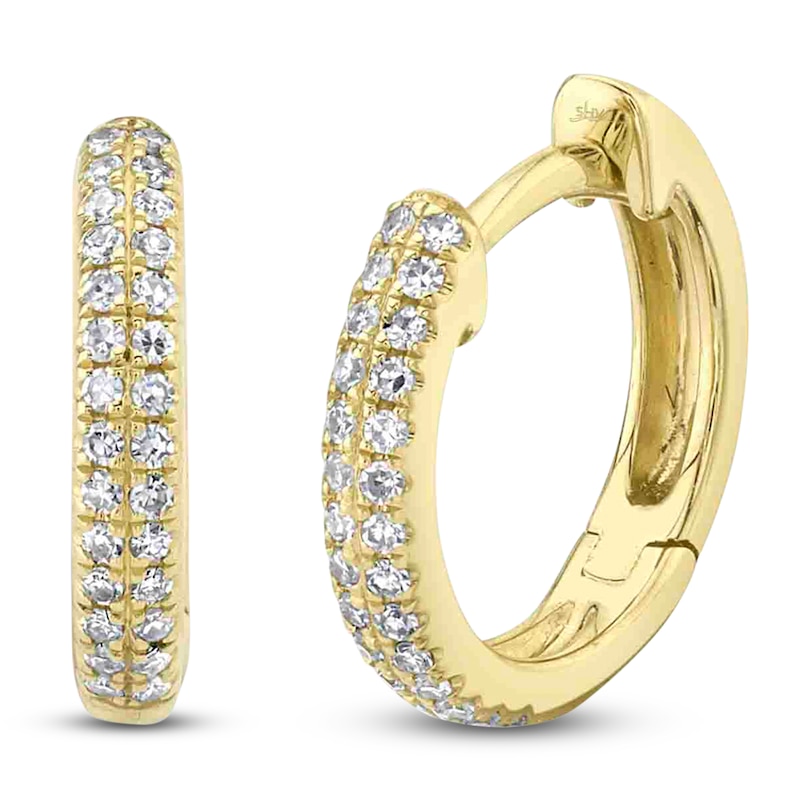 Main Image 2 of Shy Creation Diamond Huggie Hoop Earrings 1/10 ct tw 14K Yellow Gold J-SC55004582V4