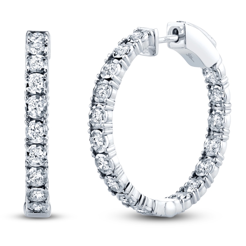 Shy Creation Diamond Inside-Out Hoop Earrings 1 ct tw 14K White Gold J-SC55006309