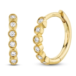 Shy Creation Diamond Bezel-Set Hoop Earrings 1/10 ct tw 14K Yellow Gold J-SC55006356