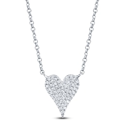 Shy Creation Diamond Heart Necklace 1/10 ct tw 14K White Gold 18&quot; 581612001