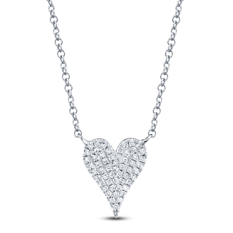 Main Image 1 of Shy Creation Diamond Heart Necklace 1/10 ct tw 14K White Gold 18&quot; 581612001