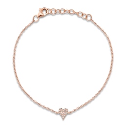 Shy Creation Diamond Heart Bracelet 1/20 ct tw 14K Rose Gold 7&quot; J-SC55007635