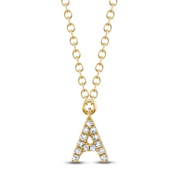 Shy Creation Diamond Accent Initial A Necklace 14K Yellow Gold 18&quot; J-SC55007904-A