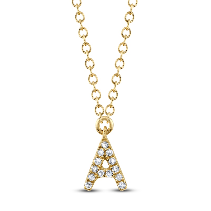 Main Image 1 of Shy Creation Diamond Accent Initial A Necklace 14K Yellow Gold 18&quot; J-SC55007904-A