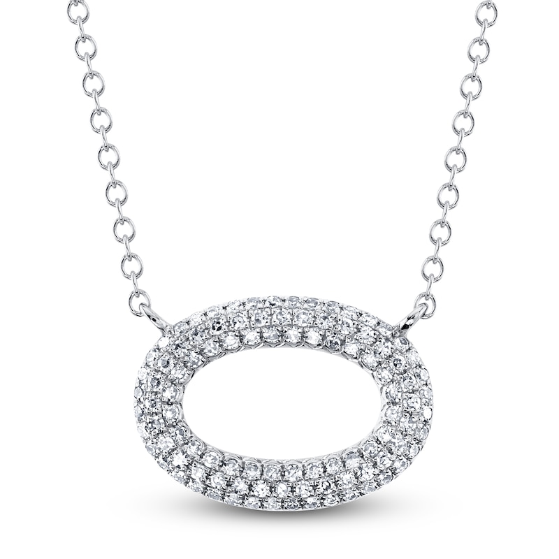 Main Image 1 of Shy Creation Diamond Sideways Oval Necklace 1/5 ct tw 14K White Gold 18&quot; J-SC55024586