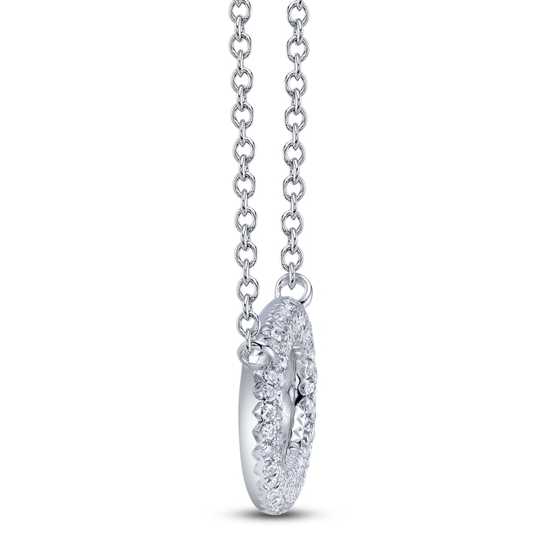 Main Image 2 of Shy Creation Diamond Sideways Oval Necklace 1/5 ct tw 14K White Gold 18&quot; J-SC55024586