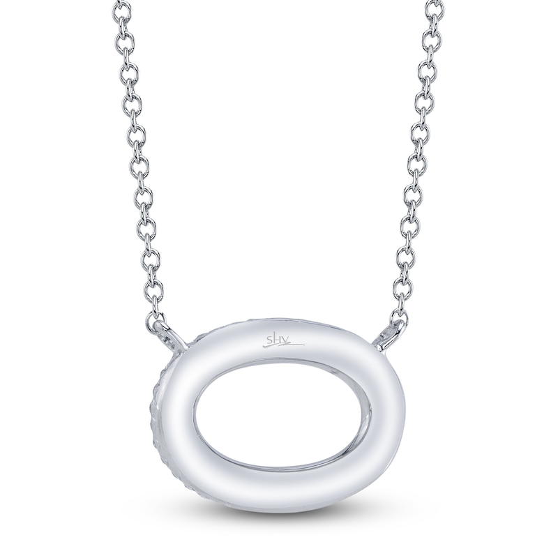 Main Image 3 of Shy Creation Diamond Sideways Oval Necklace 1/5 ct tw 14K White Gold 18&quot; J-SC55024586