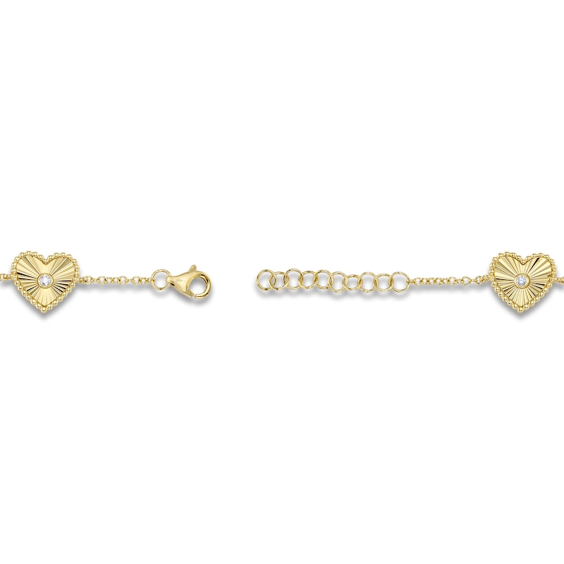 Main Image 3 of Shy Creation Diamond Beaded Heart Bracelet 1/10 ct tw 14K Yellow Gold 7&quot; J-SC55025484