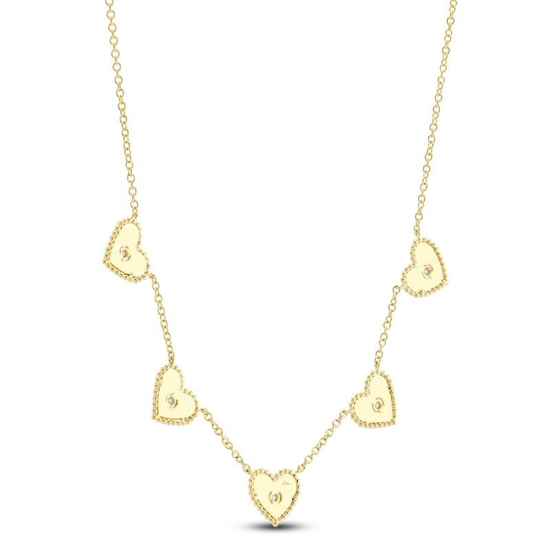 Main Image 2 of Shy Creation Diamond Beaded Heart Necklace 1/15 ct tw 14K Yellow Gold 18&quot; J-SC55026090