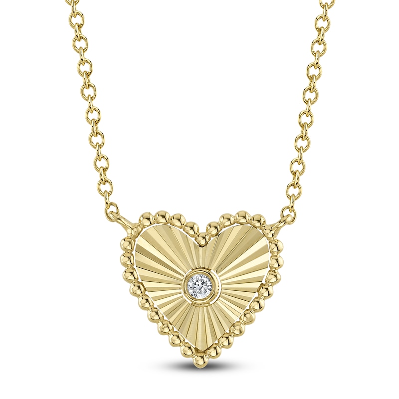 Shy Creation Diamond Accent Beaded Heart Necklace 14K Yellow Gold 18" J-SC55026096