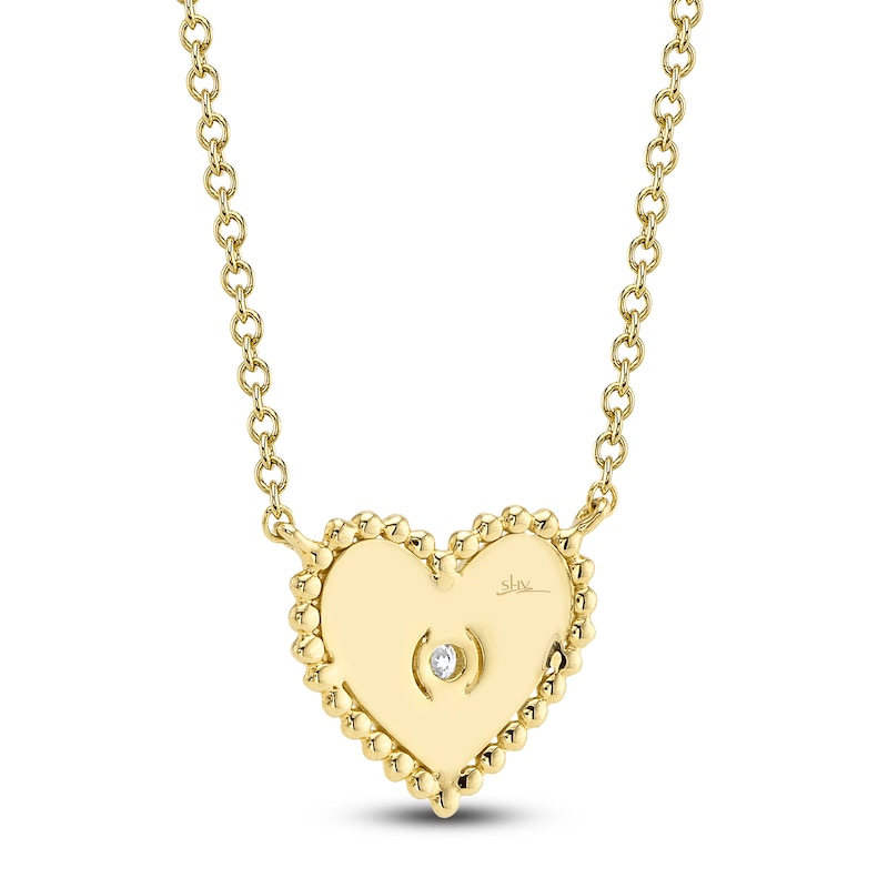 Main Image 3 of Shy Creation Diamond Accent Beaded Heart Necklace 14K Yellow Gold 18&quot; J-SC55026096