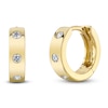 Thumbnail Image 2 of Shy Creation Diamond Three-Stone Huggie Hoop Earrings 1/10 ct tw 14K Yellow Gold