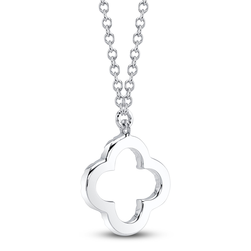 Main Image 1 of Shy Creation Diamond Clover Necklace 1/20 ct tw 14K White Gold 18&quot; J-SC55019617