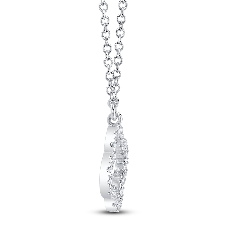 Main Image 2 of Shy Creation Diamond Clover Necklace 1/20 ct tw 14K White Gold 18&quot; J-SC55019617