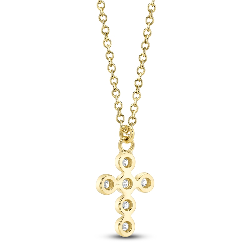 Main Image 3 of Shy Creation Diamond Bezel-Set Cross Necklace 1/15 ct tw 14K Yellow Gold 18&quot; J-SC55021367V2