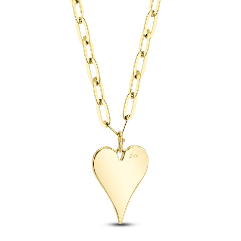 Main Image 2 of Shy Creation Diamond Heart Paperclip Chain Necklace 1/5 ct tw 14K Yellow Gold 18&quot; J-SC55022785V2