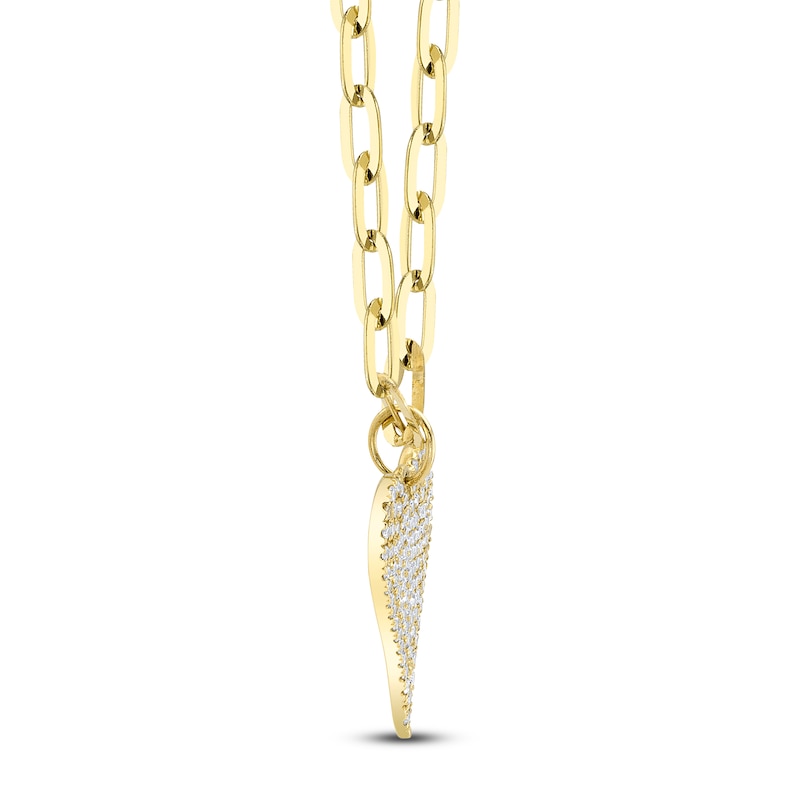 Main Image 3 of Shy Creation Diamond Heart Paperclip Chain Necklace 1/5 ct tw 14K Yellow Gold 18&quot; J-SC55022785V2