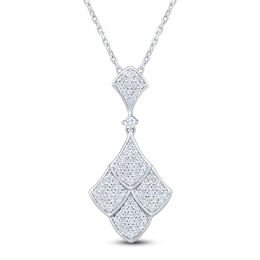 Brilliant Moments Diamond Shield Drop Necklace 3/8 ct tw 14K White Gold 18&quot;