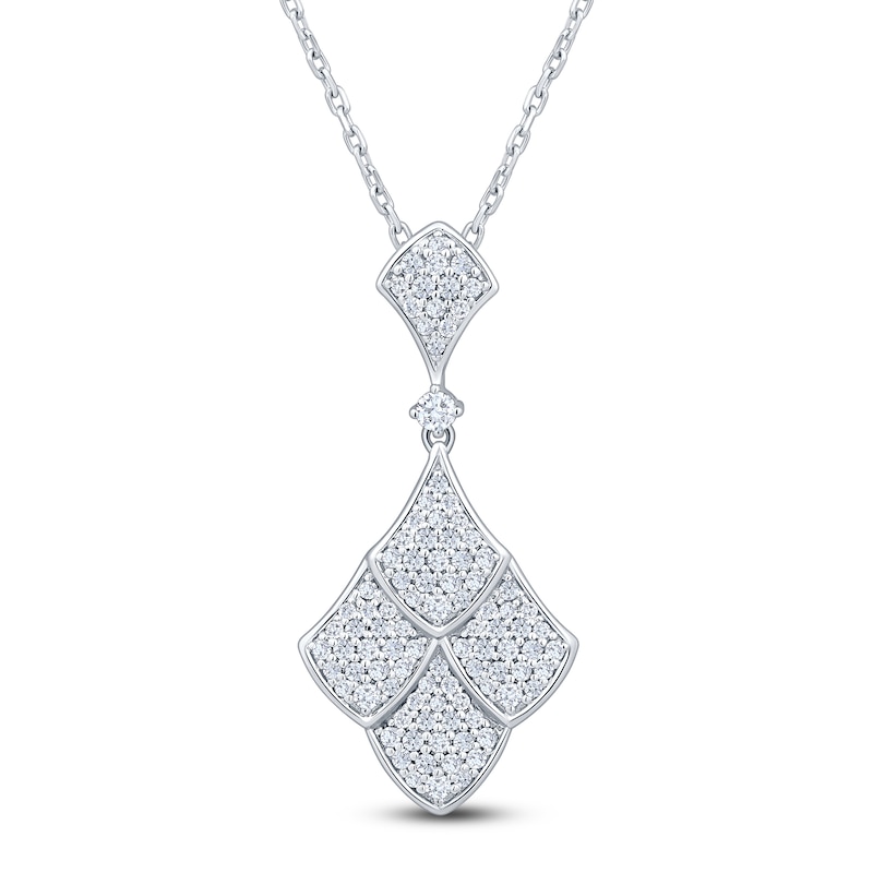 Main Image 1 of Brilliant Moments Diamond Shield Drop Necklace 3/8 ct tw 14K White Gold 18&quot;