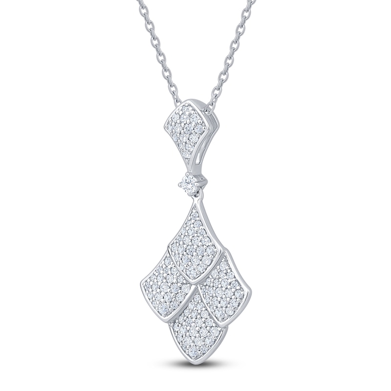 Main Image 3 of Brilliant Moments Diamond Shield Drop Necklace 3/8 ct tw 14K White Gold 18&quot;