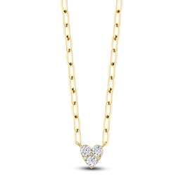 Shy Creation Multi-Diamond Heart Necklace 3/8 ct tw 14K Yellow Gold 18&quot; SC55022917