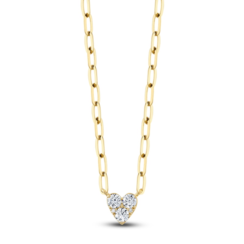 Main Image 1 of Shy Creation Multi-Diamond Heart Necklace 3/8 ct tw 14K Yellow Gold 18&quot; SC55022917