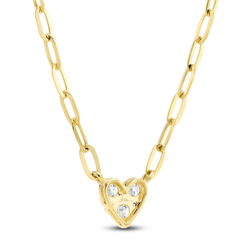 Main Image 3 of Shy Creation Multi-Diamond Heart Necklace 3/8 ct tw 14K Yellow Gold 18&quot; SC55022917