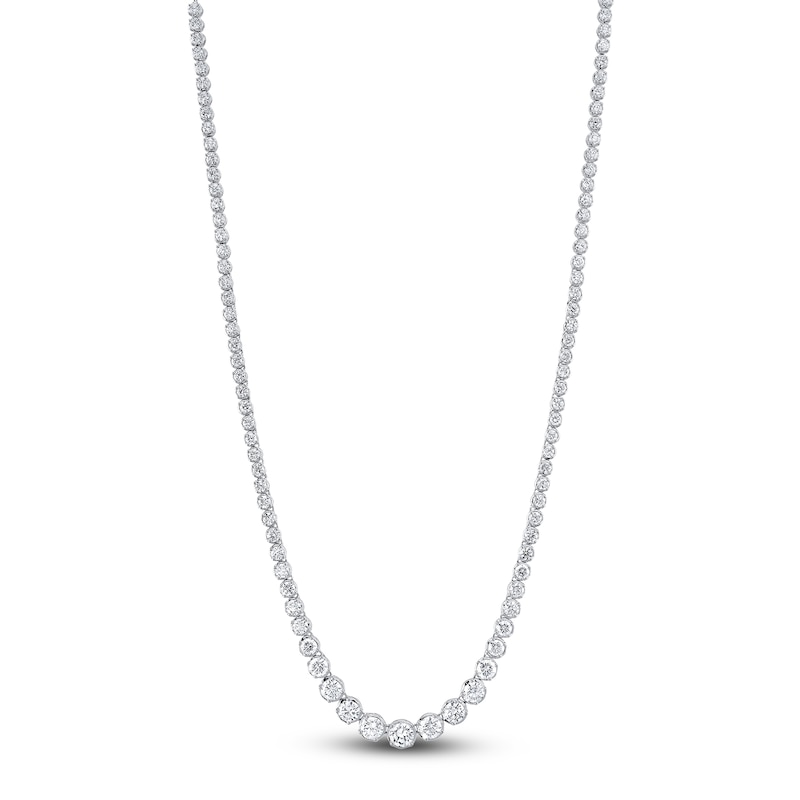 Shy Creation Graduated Diamond Riviera Necklace 6-3/8 ct tw 14K White Gold 18" J-SC55022934V4