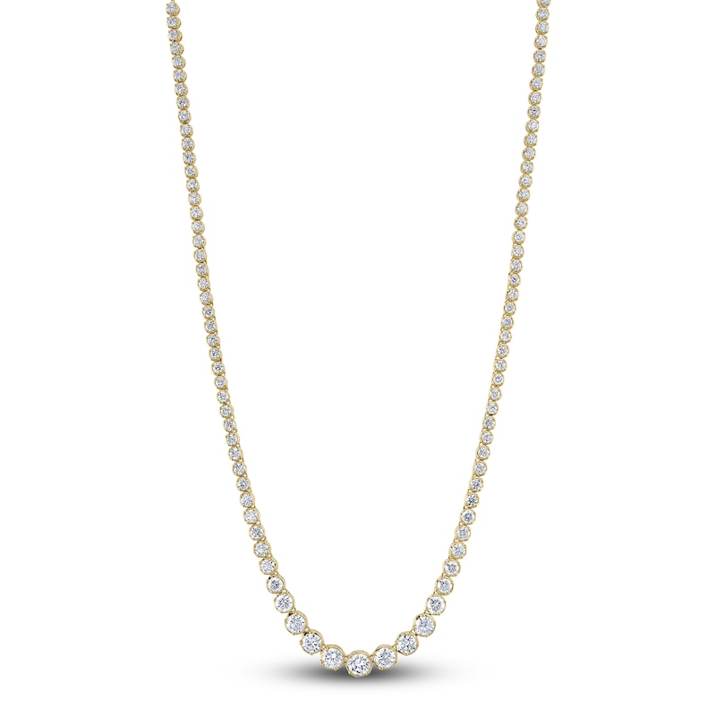 Shy Creation Graduated Diamond Riviera Necklace 6-3/8 ct tw 14K Yellow Gold 18" J-SC55022935V4