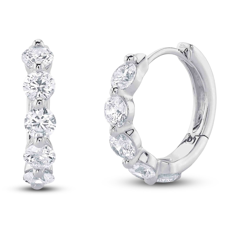 Main Image 1 of Shy Creation Diamond Five-Stone Hoop Earrings 7/8 ct tw 14K White Gold J-SC55023229V2