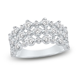 Lab-Created Diamond Three-Row Buttercup Ring 1 ct tw 14K White Gold