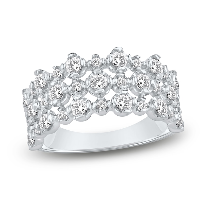 Main Image 1 of Lab-Created Diamond Three-Row Buttercup Ring 1 ct tw 14K White Gold