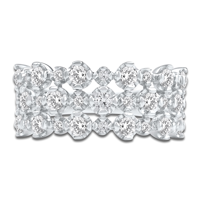 Main Image 3 of Lab-Created Diamond Three-Row Buttercup Ring 1 ct tw 14K White Gold