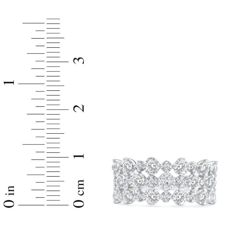 Main Image 4 of Lab-Created Diamond Three-Row Buttercup Ring 1 ct tw 14K White Gold