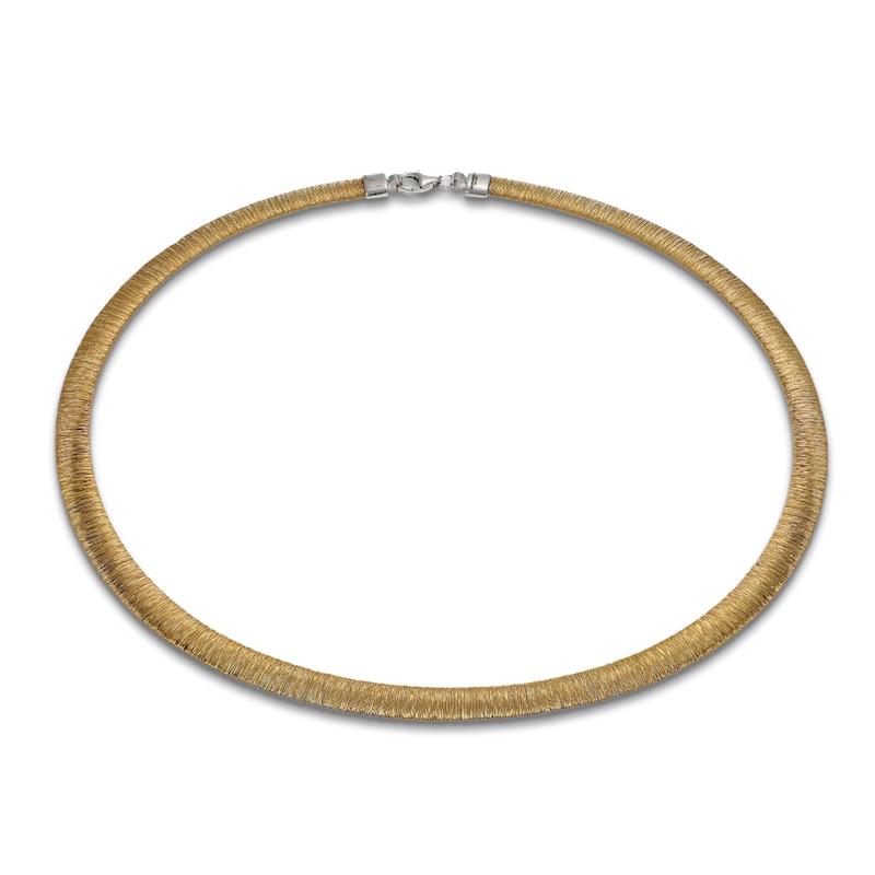 Main Image 1 of Italia D'Oro Solid Reversible Omega Necklace 14K Two-Tone Gold 17&quot;