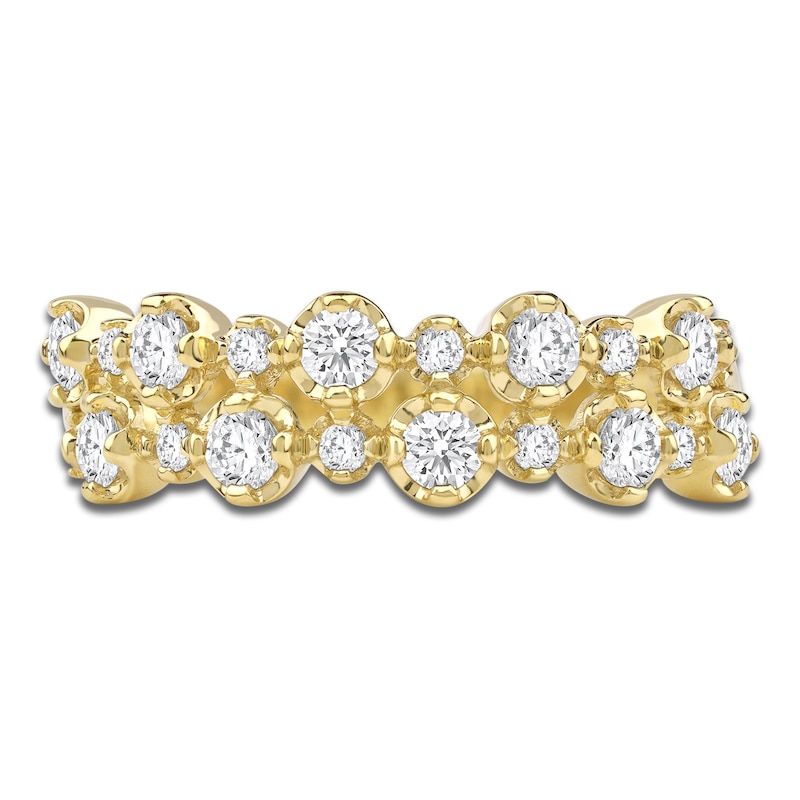 Main Image 3 of Lab-Created Diamond Two-Row Buttercup Ring 3/4 ct tw 14K Yellow Gold