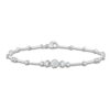 Thumbnail Image 1 of Lab-Created Diamond Graduated Buttercup Link & Bar Bracelet 3/4 ct tw 14K White Gold 7.25&quot;